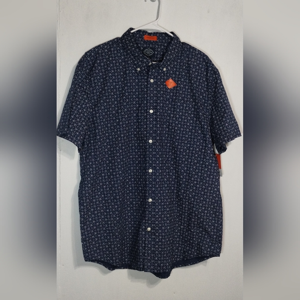 St. John's Bay Dark Blue Geometric Men's Shirt (XXL) - Picture 1 of 7